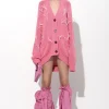 Marques ' Almeida Outerwear | Outerwear | OVERSIZED CARDIGAN WITH FEATHERS PULLS PINK