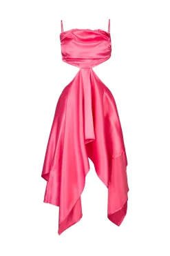 Marques ' Almeida Dresses | Dresses | PINK SILK CUT OUT DRESS WITH OPEN BACK BRIGHTPINK