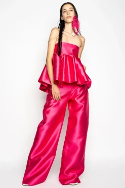 Marques ' Almeida Tops | Tops | PINK STRAPLESS PEPLUM TOP BRIGHTPINK