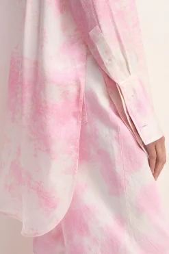Marques ' Almeida Tops | M'a X Everlane | PINK TIE-DYE SATIN SHIRT LIGHTPINK