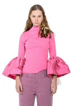 Marques ' Almeida Tops | TURTLENECK PUFF SLEEVE TOP PINK
