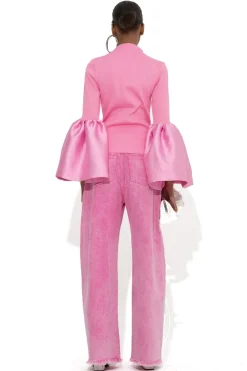 Marques ' Almeida Tops | TURTLENECK PUFF SLEEVE TOP PINK
