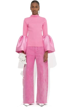Marques ' Almeida Tops | TURTLENECK PUFF SLEEVE TOP PINK