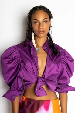 Marques ' Almeida Tops | Tops | BALLOON SLEEVE SHIRT PURPLE