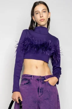 Marques ' Almeida Tops | Tops | CROPPED FEATHER TOP PURPLE