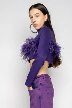 Marques ' Almeida Tops | Tops | CROPPED FEATHER TOP PURPLE