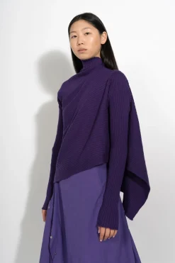 Marques ' Almeida Knitwear | Tops | DRAPED JUMPER IN MERINO KNIT PURPLE