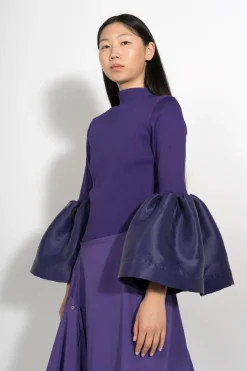 Marques ' Almeida Tops | TURTLENECK PUFF SLEEVE TOP PURPLE