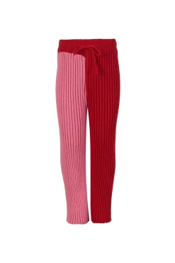 Marques ' Almeida Bottoms | Knitwear | RED AND PINK COTTON KNIT TROUSERS MULTICOLOUR