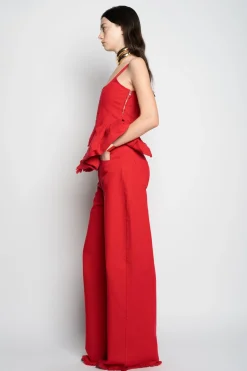 Marques ' Almeida Tops | Denim | CORSET WITH PLEATED HIP PANELS RED