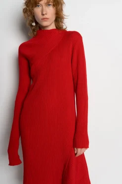 Marques ' Almeida Knitwear | Dresses | DRAPED NECK DRESS RED