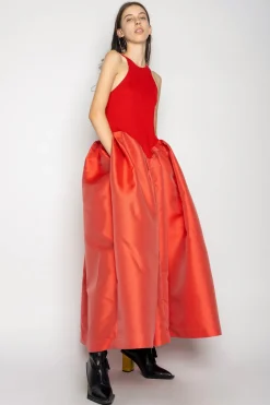 Marques ' Almeida Dresses | DRESS WITH TANK TOP SCOOPED RED