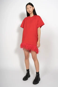 Marques ' Almeida Tops | Dresses | FEATHER HEM T-SHIRT DRESS RED