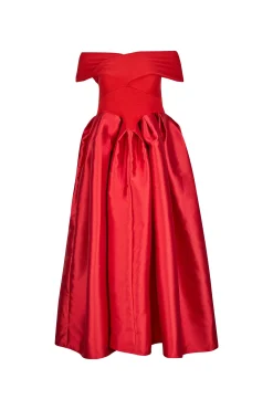 Marques ' Almeida Dresses | Dresses | OFF SHOULDER FULL SKIRT DRESS RED