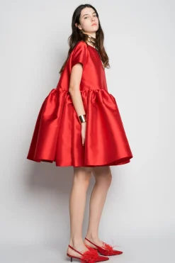 Marques ' Almeida Dresses | Dresses | SHORT CAP SLEEVE PUFF DRESS RED