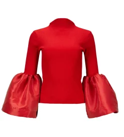 Marques ' Almeida Tops | TURTLENECK PUFF SLEEVE TOP RED