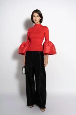 Marques ' Almeida Tops | TURTLENECK PUFF SLEEVE TOP RED