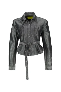 Marques ' Almeida Outerwear | Denim | DENIM BELTED JACKET AND VEST SILVER