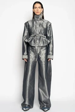 Marques ' Almeida Outerwear | Denim | DENIM BELTED JACKET AND VEST SILVER