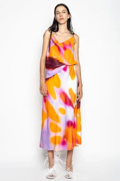 Marques ' Almeida Bottoms | Bottoms | SLIP PRINTED SATIN SKIRT MULTICOLOUR