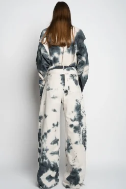 Marques ' Almeida Bottoms | Denim | TIE DYE BLACK BOYFRIEND TROUSERS BLACKWHITE