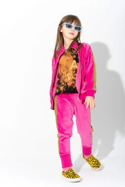 Marques ' Almeida Bottoms | TRACKSUIT VELOUR TROUSERS WITH CONTRAST TAPE BRIGHTPINK