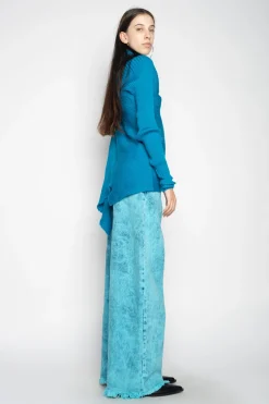 Marques ' Almeida Knitwear | Tops | TURQUOISE DRAPED JUMPER IN MERINO KNIT BLUE