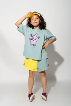 Marques ' Almeida Jersey | Tops | HAND PRINT T-SHIRT TURQUOISE