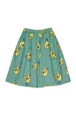Marques ' Almeida Bottoms | HANDS PRINT GATHERED SKIRT TURQUOISE