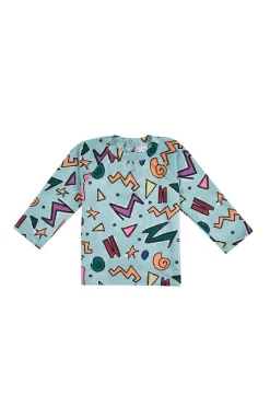 Marques ' Almeida Swimwear | SQUIGGLE PRINT LONG SLEEVE SWIM TOP TURQUOISE