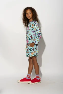 Marques ' Almeida Swimwear | SQUIGGLE PRINT LONG SLEEVE SWIM TOP TURQUOISE