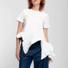 Marques ' Almeida Tops | Tops | CAP SLEEVE PLISSE T-SHIRT WHITE