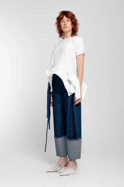 Marques ' Almeida Tops | Tops | CAP SLEEVE PLISSE T-SHIRT WHITE