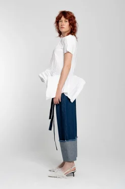 Marques ' Almeida Tops | Tops | CAP SLEEVE PLISSE T-SHIRT WHITE
