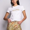 Marques ' Almeida Tops | Tops | CAP SLEEVE T-SHIRT WITH GOLD LOGO WHITE