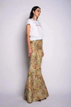 Marques ' Almeida Tops | Tops | CAP SLEEVE T-SHIRT WITH GOLD LOGO WHITE