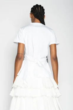 Marques ' Almeida Tops | Tops | CROSS WAIST DRAPE T-SHIRT WHITE