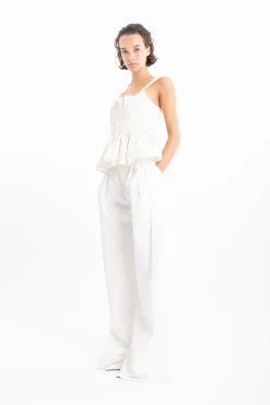 Marques ' Almeida Denim | Bottoms | DENIM PLEATED TROUSERS WHITE