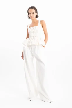 Marques ' Almeida Denim | Bottoms | DENIM PLEATED TROUSERS WHITE