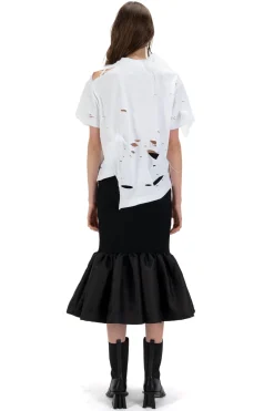 Marques ' Almeida Tops | Tops | DISTRESSED T-SHIRT WITH FEATHERS WHITE