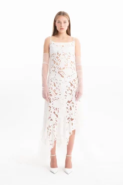 Marques ' Almeida Bridal | Dresses | EMBROIDERED STRAP DRESS WITH PEPLUM WHITE