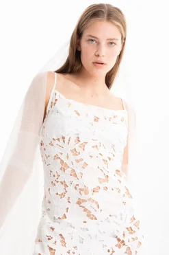 Marques ' Almeida Bridal | Dresses | EMBROIDERED STRAP DRESS WITH PEPLUM WHITE