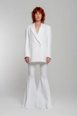 Marques ' Almeida Bridal | EXTREME FLARE TROUSERS WHITE