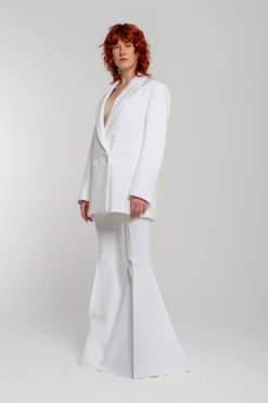 Marques ' Almeida Bridal | EXTREME FLARE TROUSERS WHITE