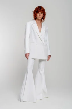 Marques ' Almeida Bridal | EXTREME FLARE TROUSERS WHITE