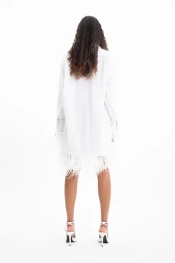 Marques ' Almeida Bridal | Tops | FEATHER HEM SHIRT DRESS WHITE