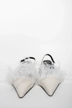 Marques ' Almeida Shoes | Bridal | FEATHER SLING BACKS WHITE