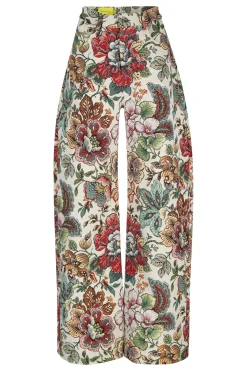 Marques ' Almeida Bottoms | WHITE FLORAL BROCADE BOYFRIEND TROUSERS MULTICOLOUR