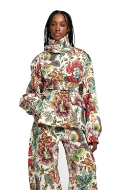 Marques ' Almeida Outerwear | WHITE FLORAL BROCADE CROPPED TRENCH COAT STYLE JACKET MULTICOLOUR