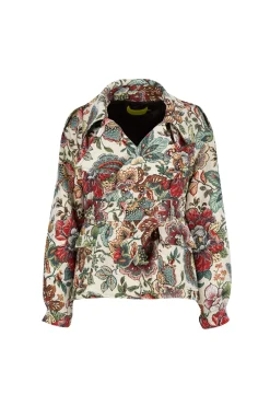 Marques ' Almeida Outerwear | WHITE FLORAL BROCADE CROPPED TRENCH COAT STYLE JACKET MULTICOLOUR
